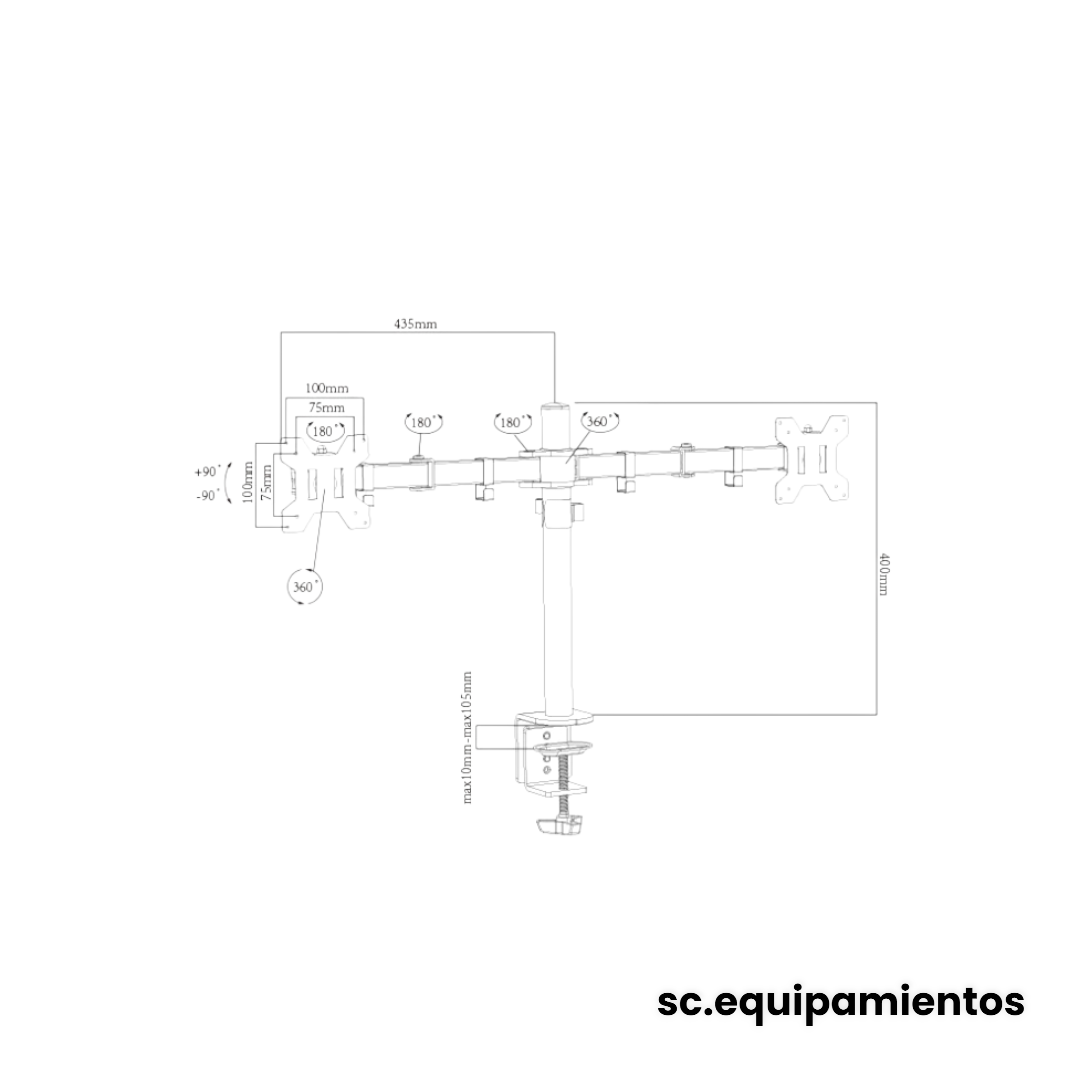 Soporte Dual de Monitores 13"–27" Reforzado