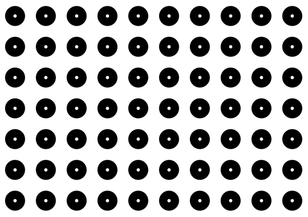 Grid of black rings on a background.