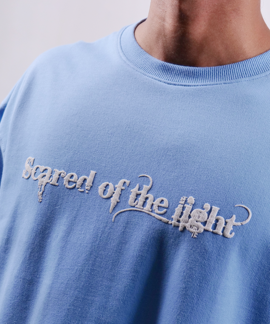 Scared of the Light Oversized Tee — Blue, photo 4