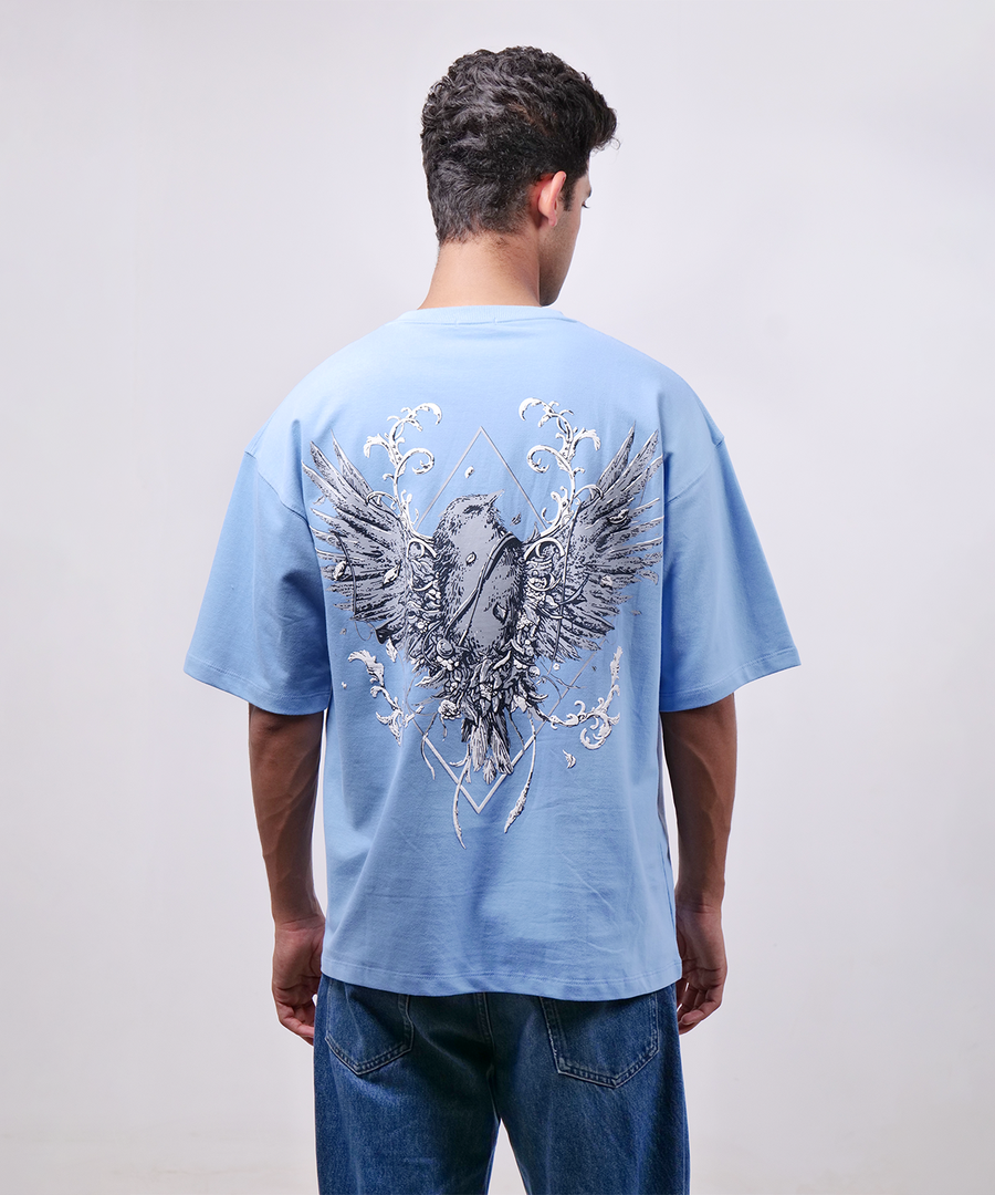 Scared of the Light Oversized Tee — Blue, photo 2