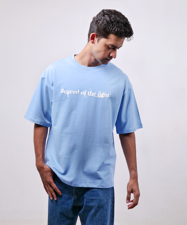 Scared of the Light Oversized Tee — Blue