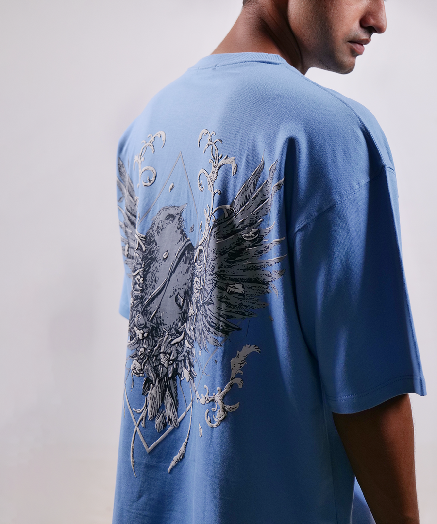 Scared of the Light Oversized Tee — Blue, photo 3