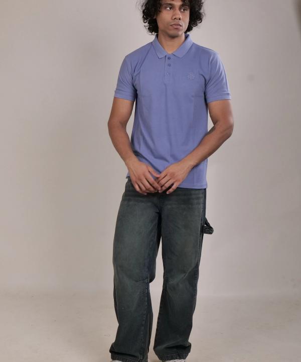 Lion Crest Polo — Periwinkle Blue