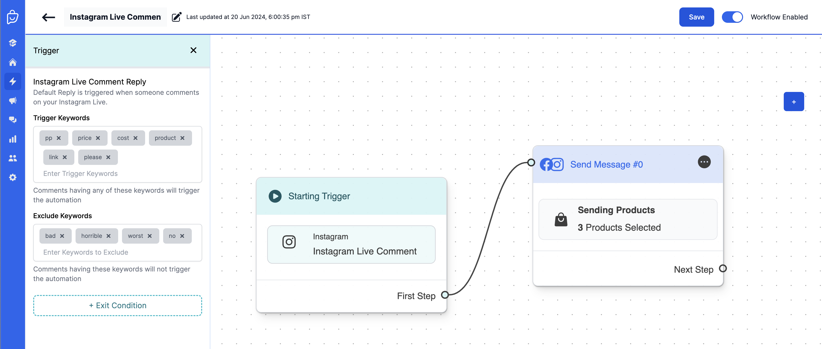 Sample flow showing how IG Live Comments work