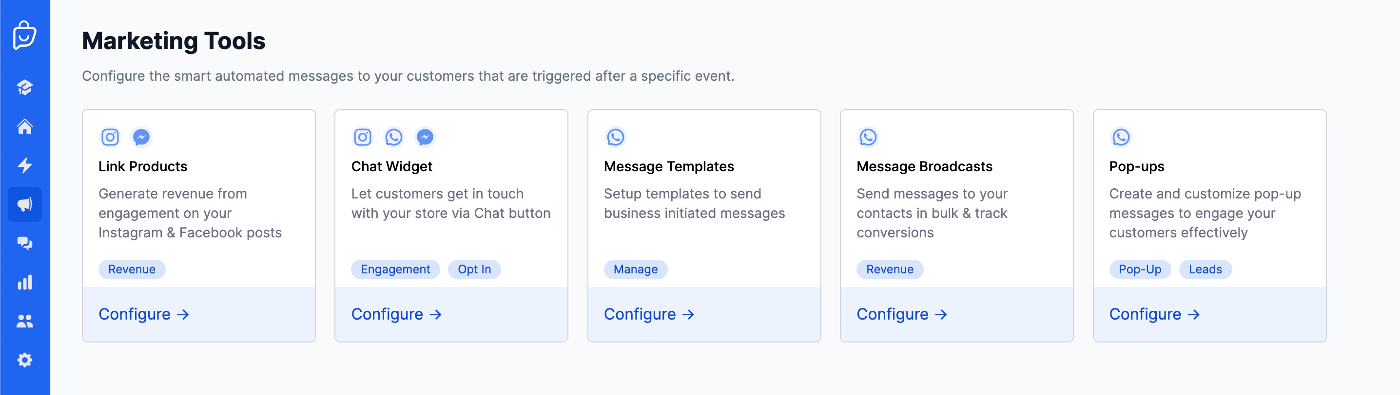 The ability to configure flows based on data from popups has also been added to Marketing Tools. 