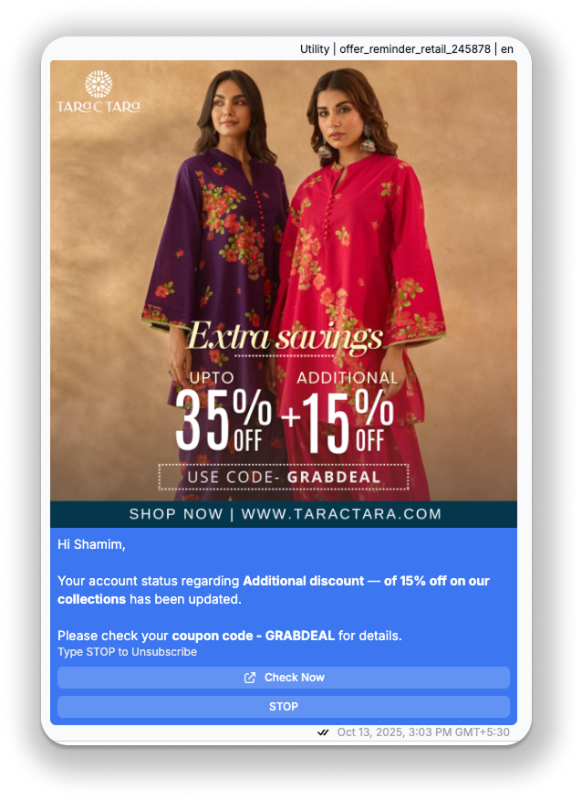 How the template looks to the end user.