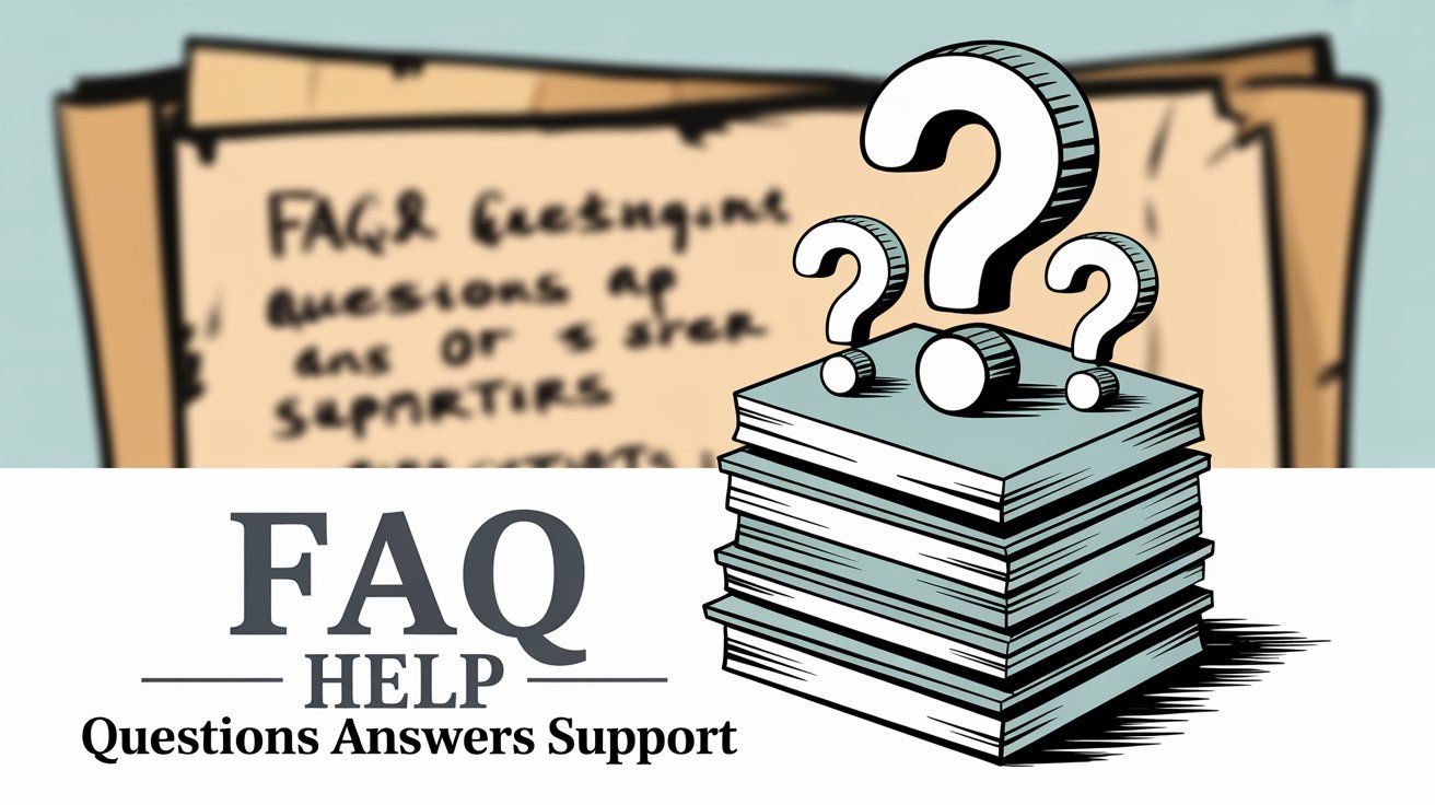 FAQ help and support illustration with questions and answers