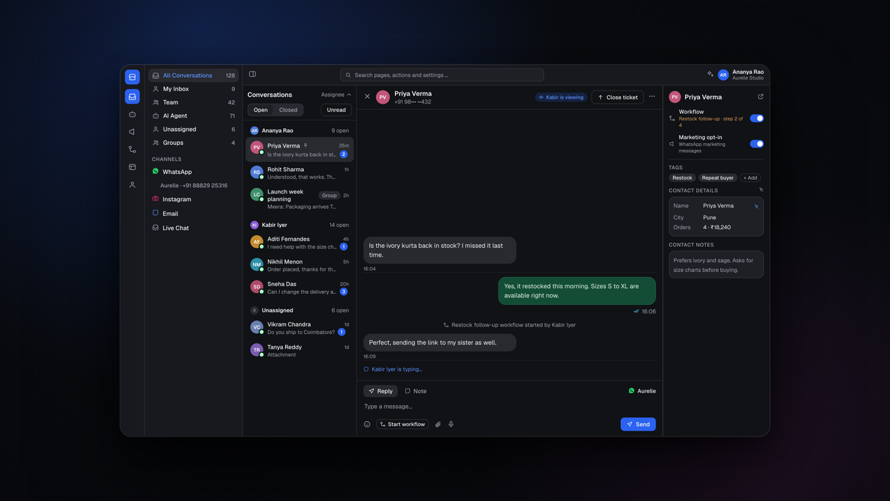 A team inbox that shows who owns what
