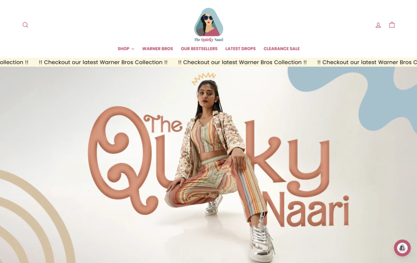 Screenshot of the The Quirky Naari's Homepage on Desktop