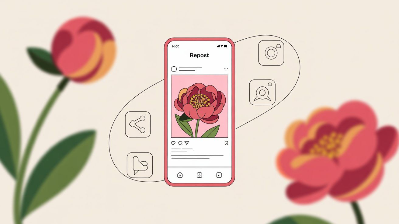 Repost app workflow showing Instagram mobile interface for reposting content