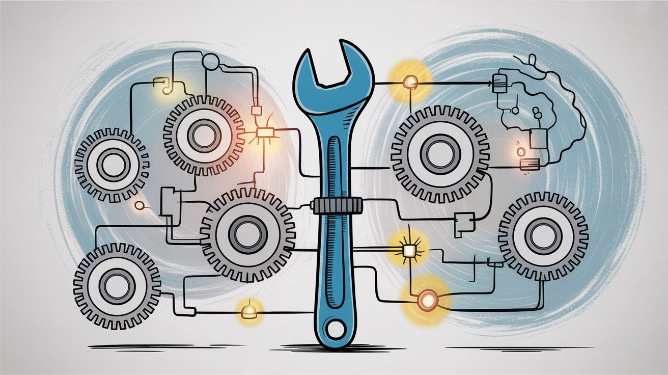 Technical support specialist troubleshooting and solving technical problems with systems and tools