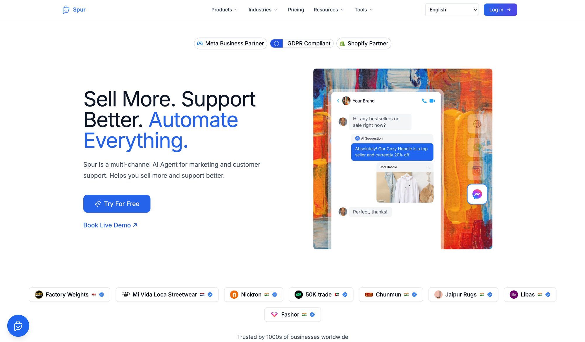 Spur's website interface