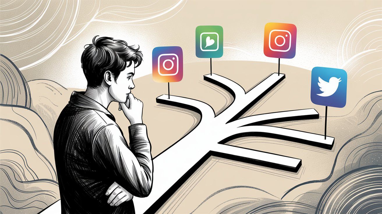 Visual guide showing different TikTok account decision scenarios and strategic recommendations for brands and creators