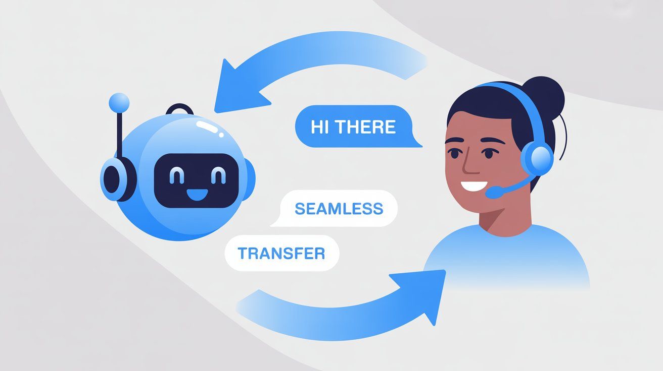 AI chatbot seamlessly transferring customer conversation to human support agent
