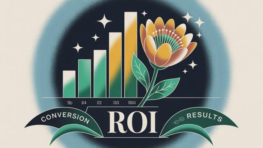 Success metrics showing ROI and conversion results from Instagram automation in hand-drawn editorial style