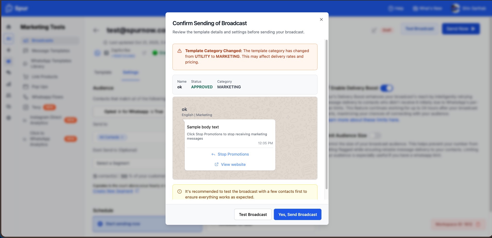 Final category check before a broacast