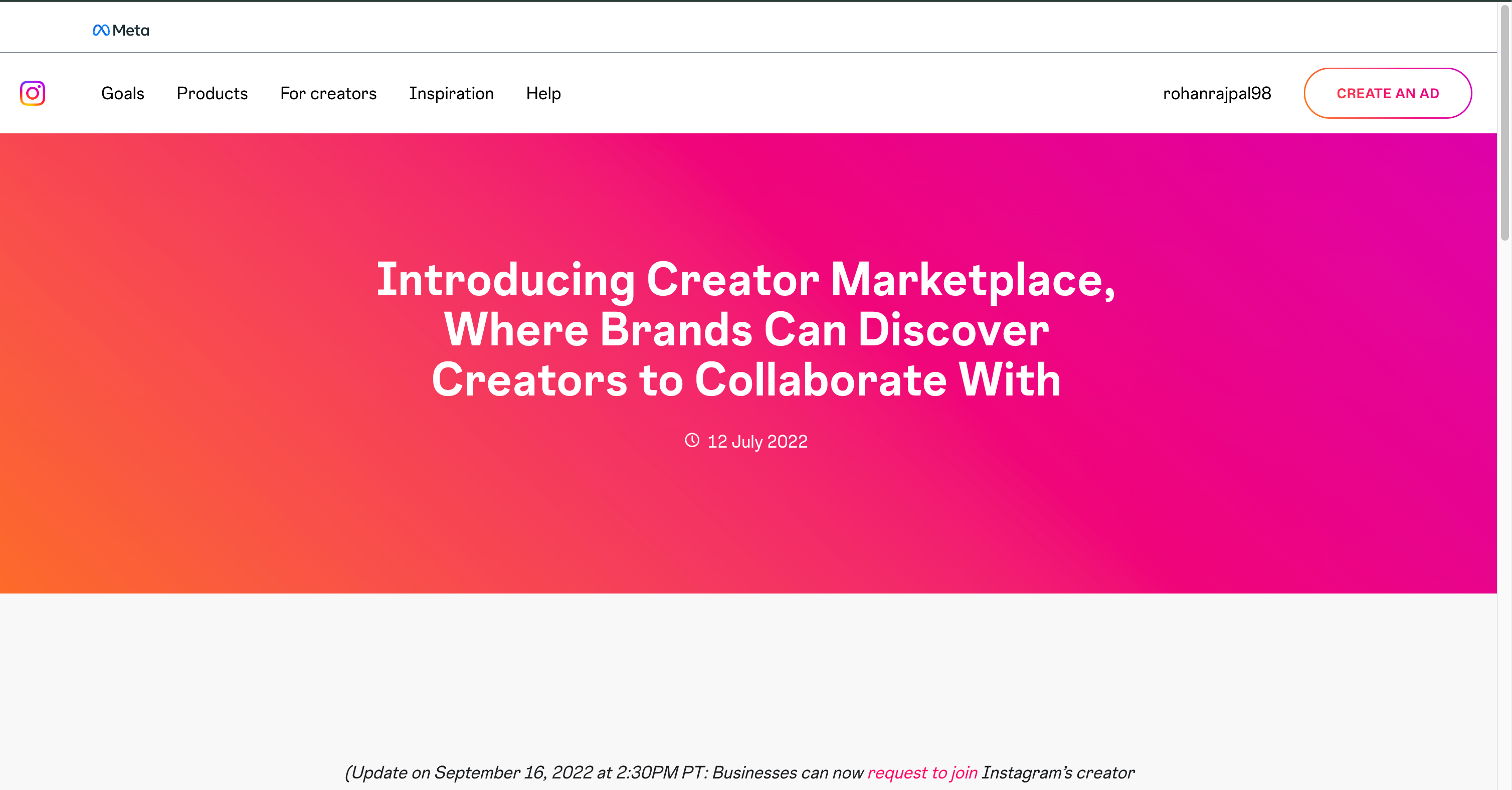 The instagram creator marketplace