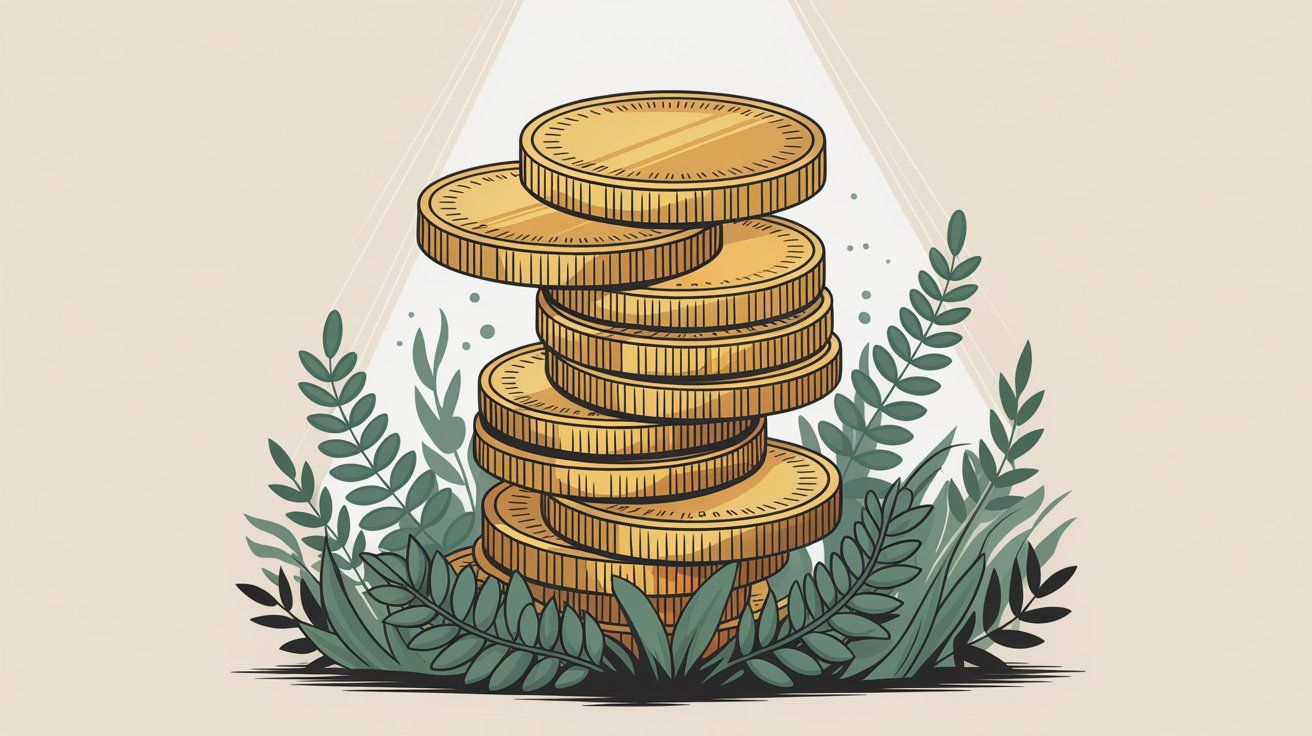 Stacked gold coins illustrating subscription revenue growth for agencies in professional editorial style