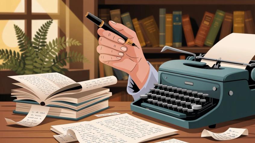 Content creation and writing process illustration