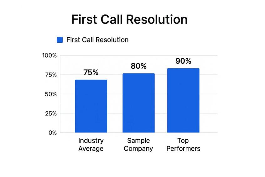 Infographic showing key data about First Call Resolution (FCR)