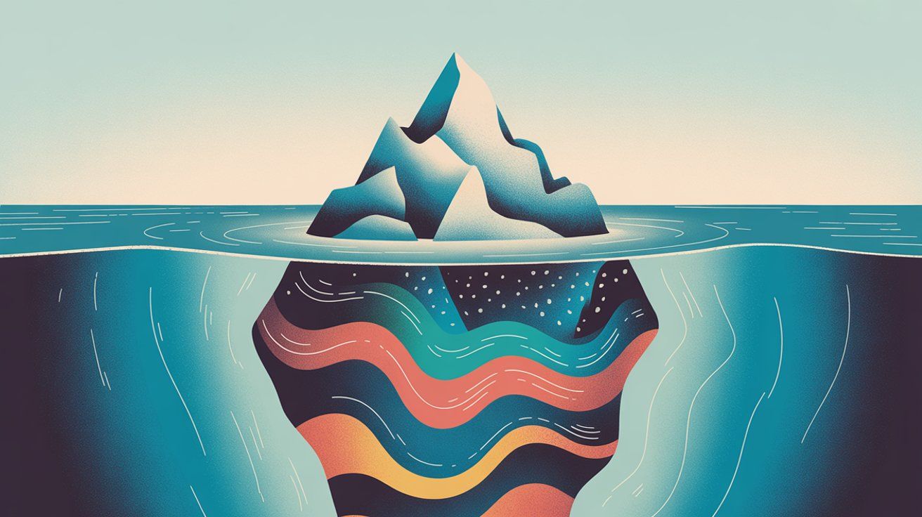 Iceberg illustration showing the depth of psychographic segmentation beneath surface-level demographics