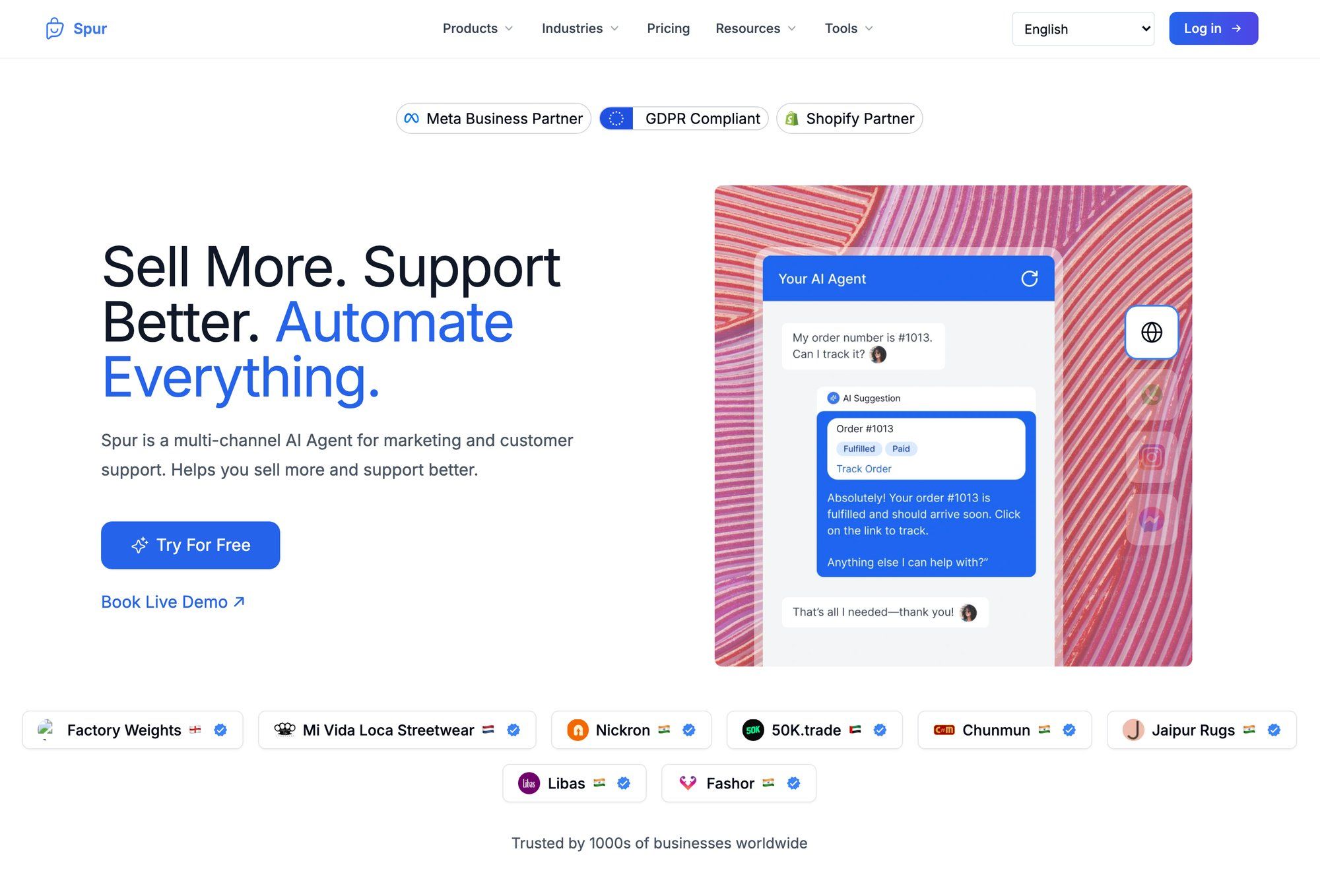 Spur's website interface