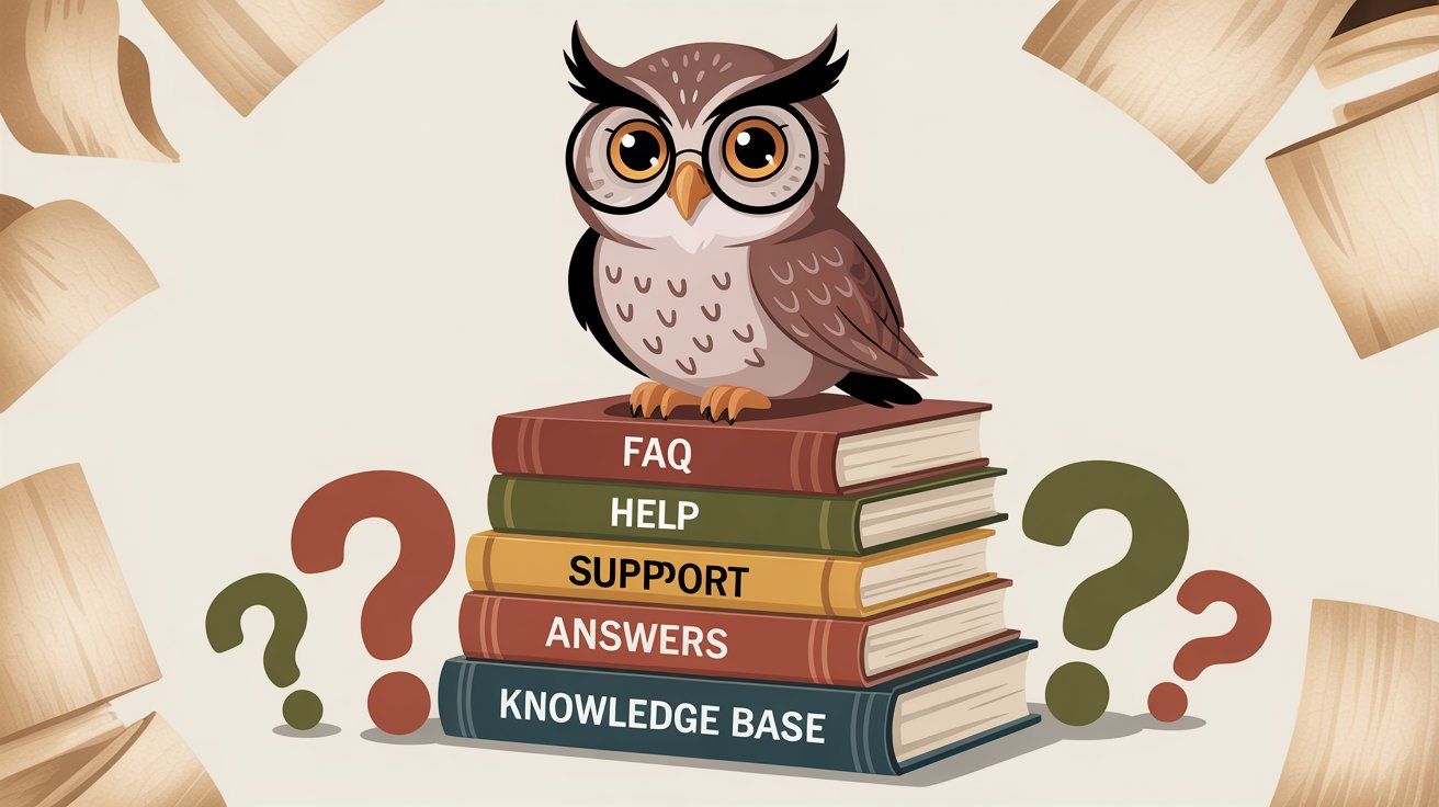 FAQ and support knowledge base illustration with helpful guidance