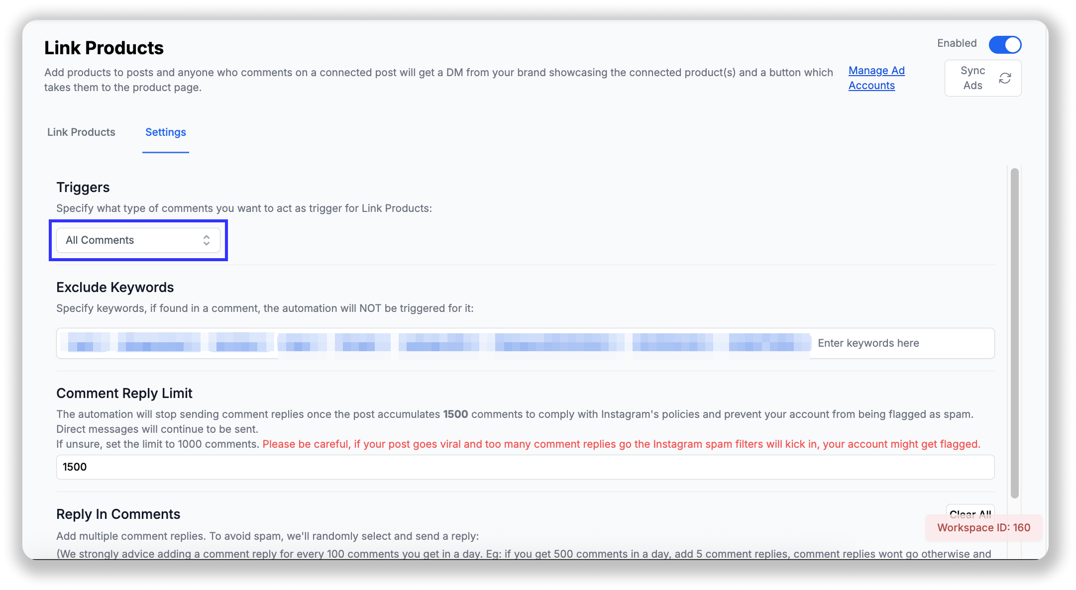Replying to all comments, not just keywords.