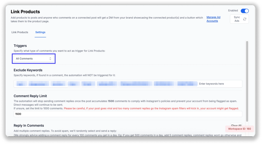 Replying to all comments, not just keywords.