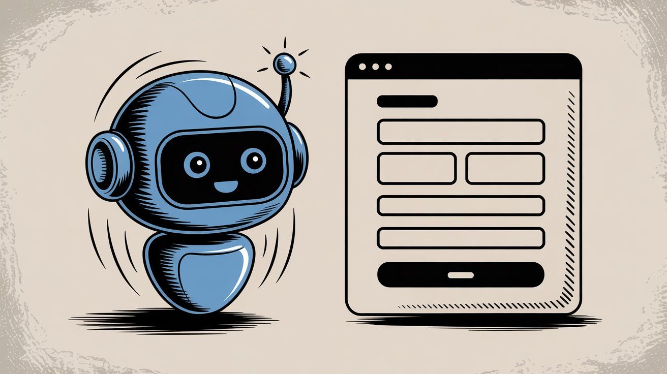 Side-by-side comparison illustration showing a chatbot conversation interface versus a static web form demonstrating conversion differences