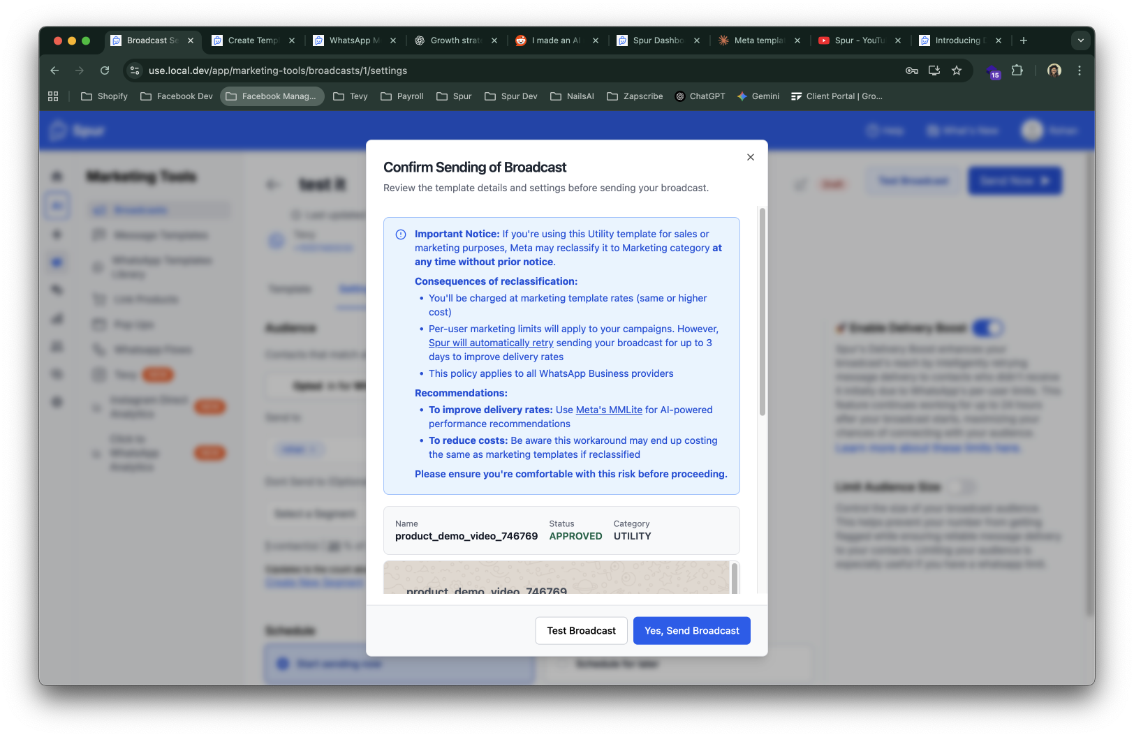 If you send a utilty message with a marketing purpose, we tell you the consequences
