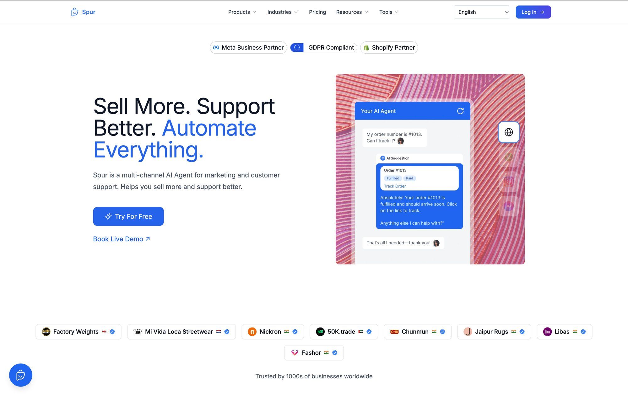 Spur's website interface