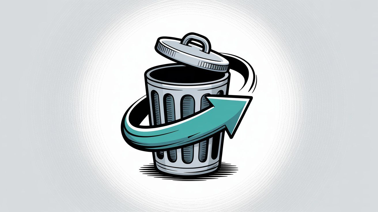 Trash can with delete button and circular arrow representing conversation deletion action