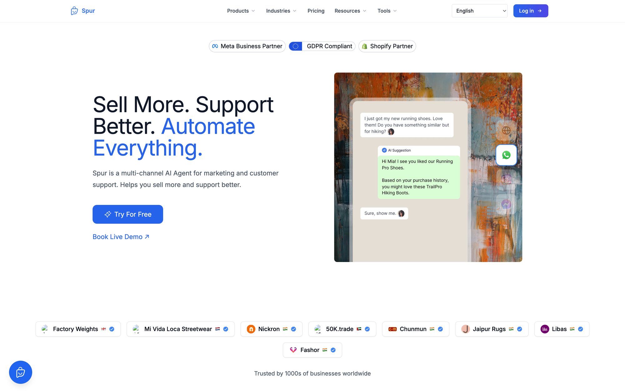 Spur's website interface
