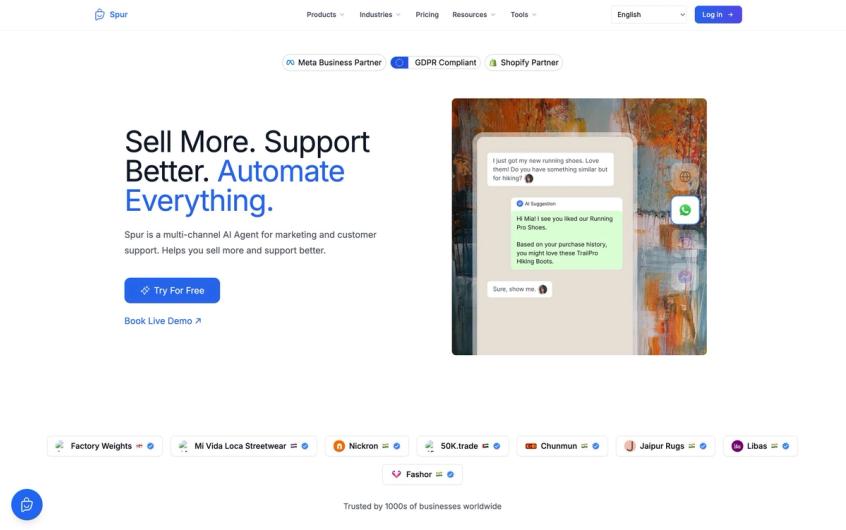 Spur's website's interface