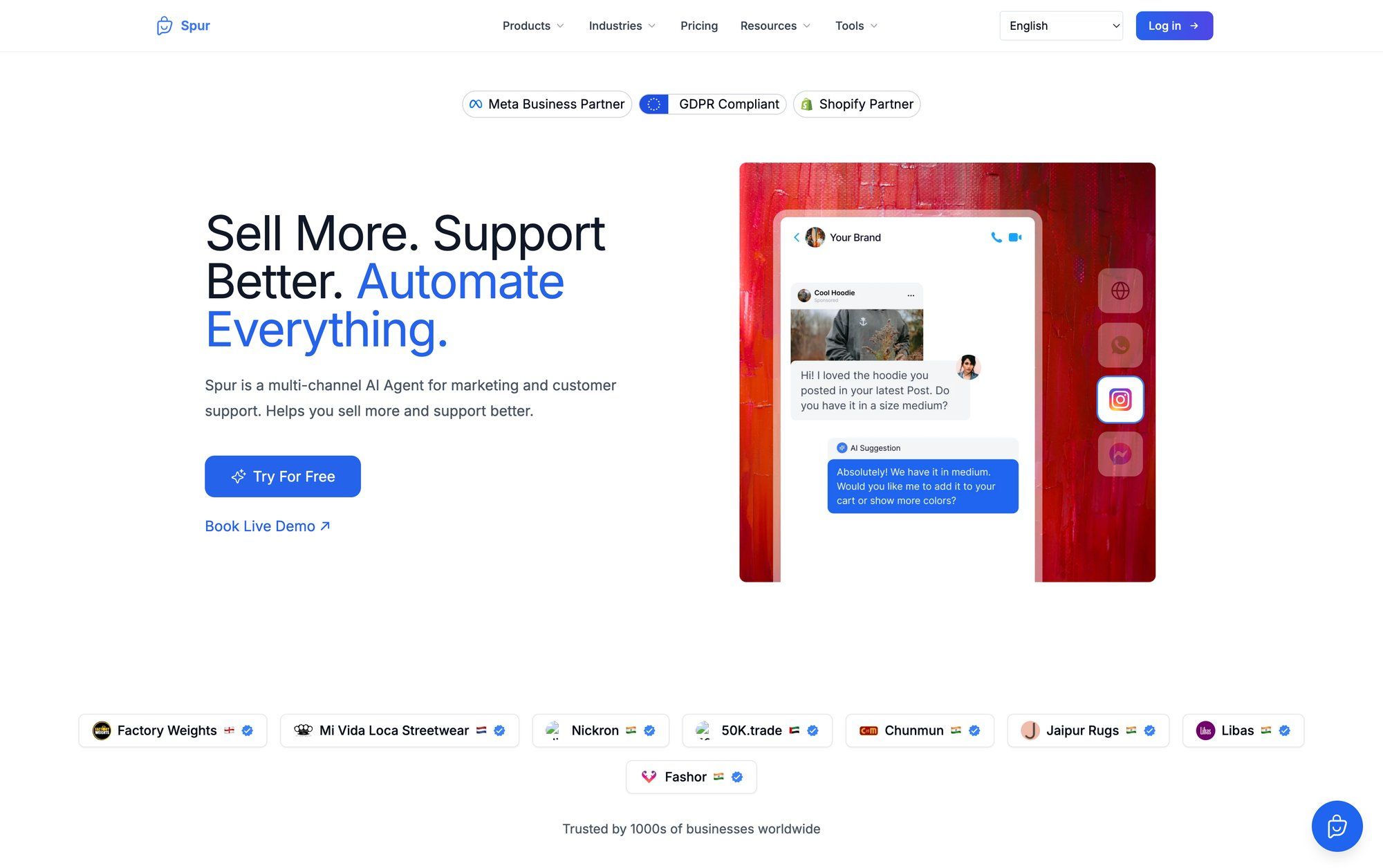 Spur's website interface