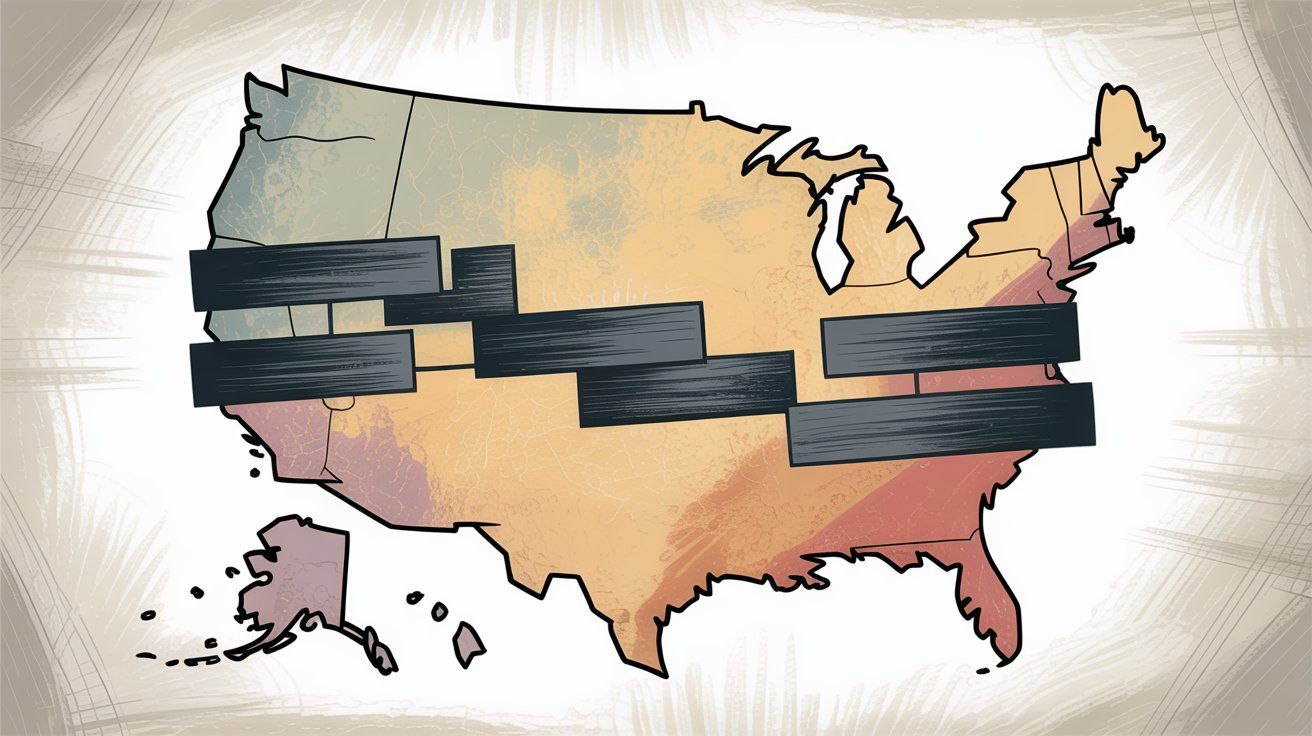 Map illustration showing US marketing message block policy effective April 2025