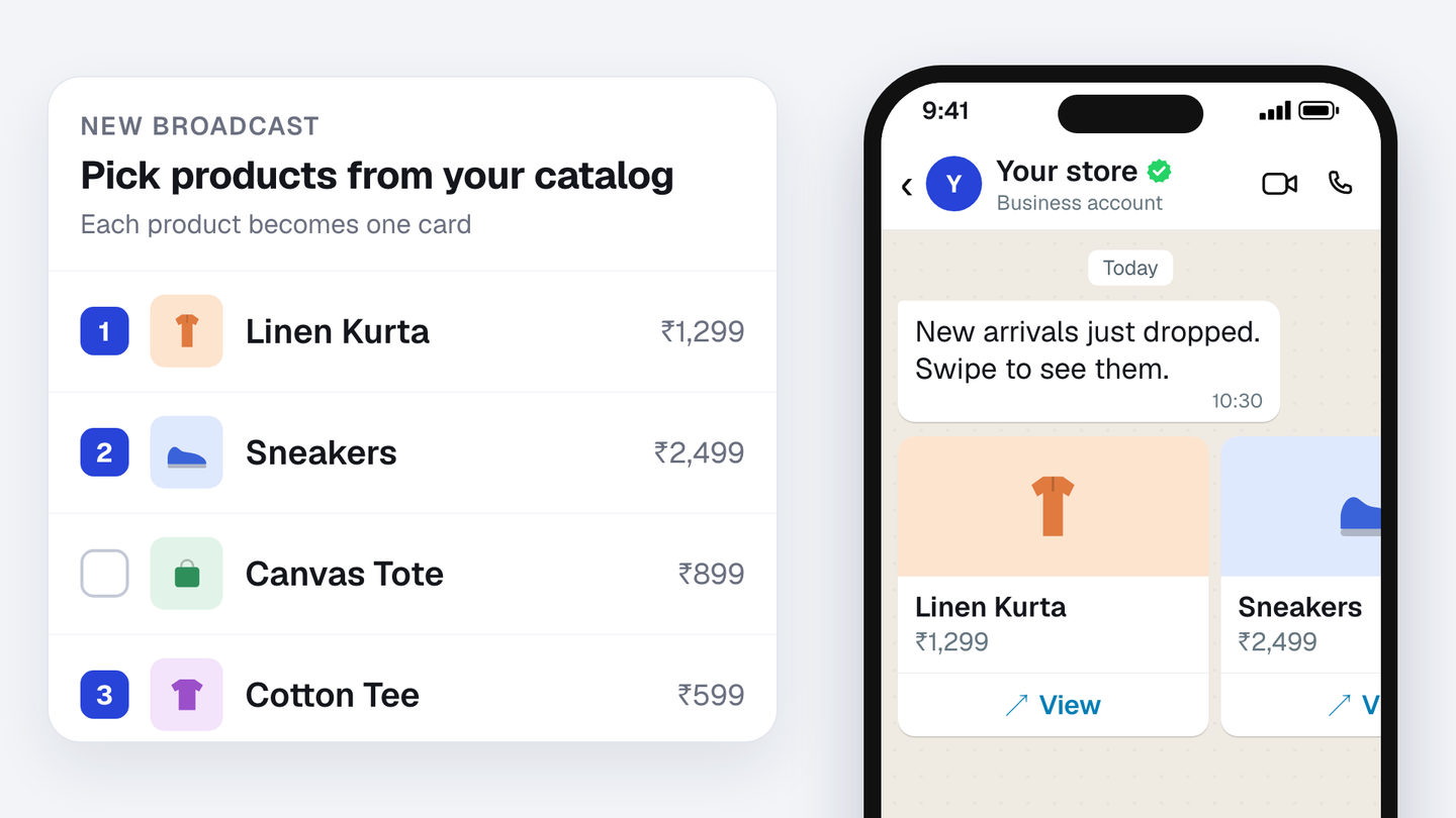 Build product carousel broadcasts from your catalog
