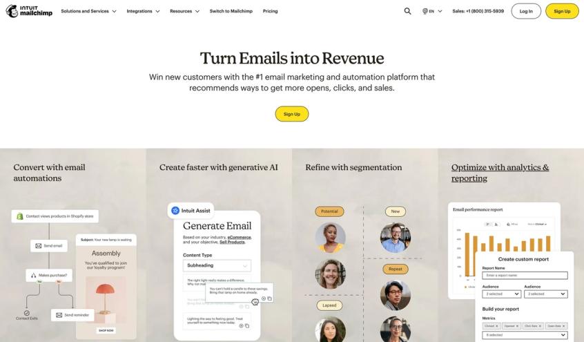 Mailchimp's website