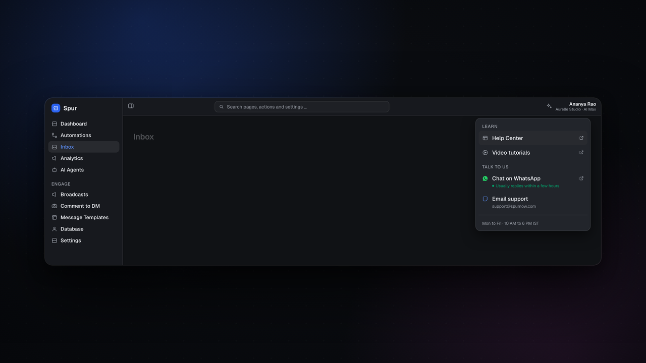 Help, tutorials and support now sit in the top bar