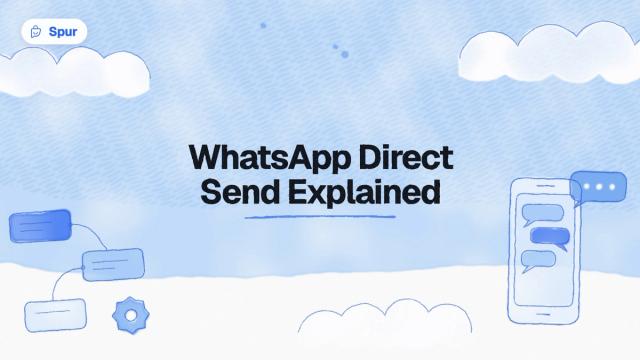 Watercolour illustration of a phone with chat bubbles and a message flow under the title WhatsApp Direct Send Explained
