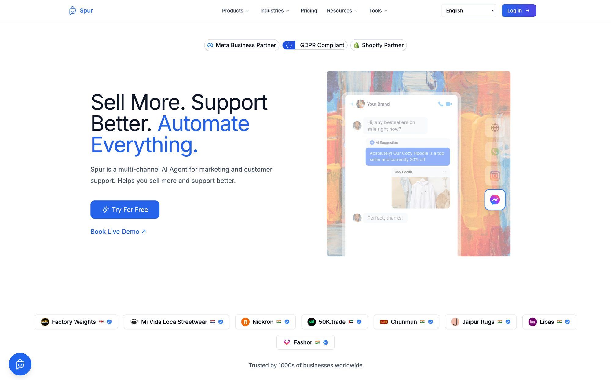 Spur's website interface