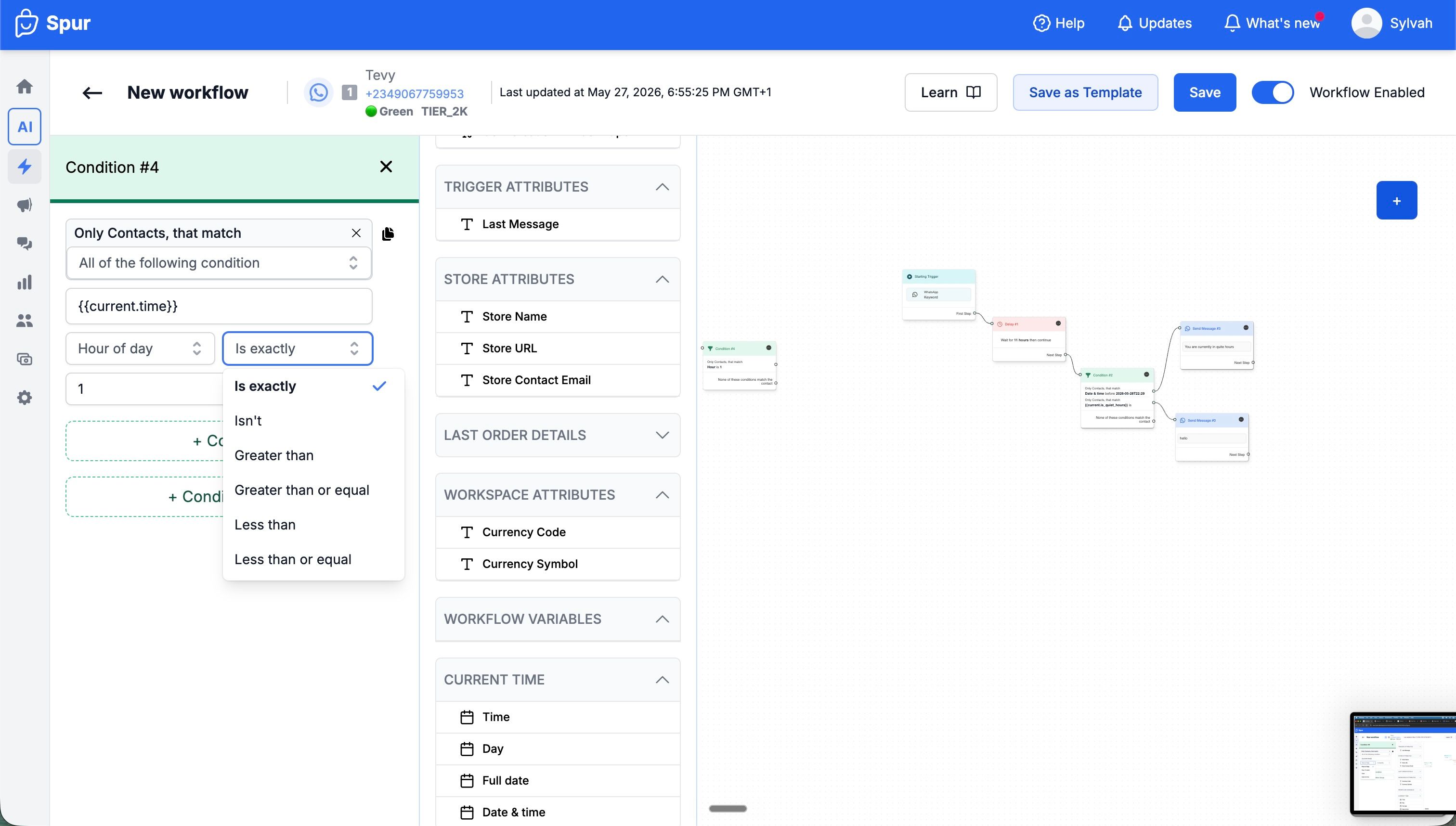 Time-aware delays in Workflow Builder