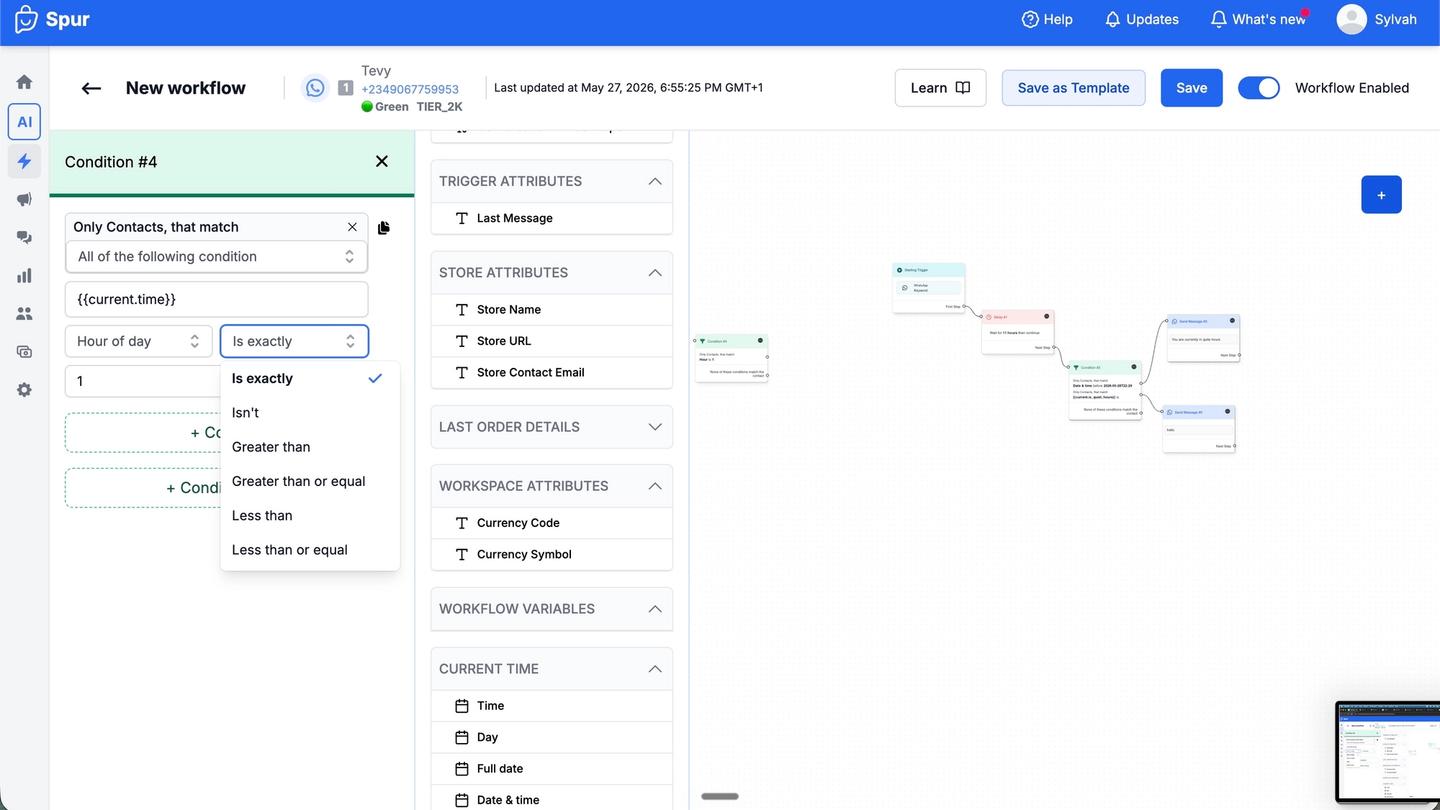 Time-aware delays in Workflow Builder