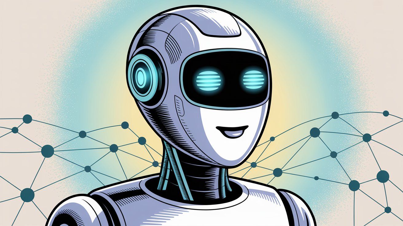 Modern illustration showing AI chatbot automation and customer service technology for efficient support