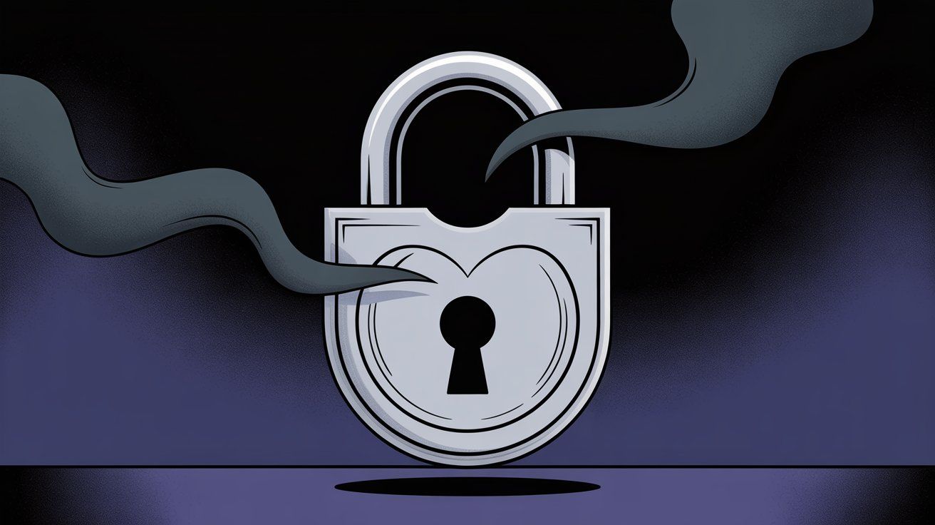 Privacy warning symbol with sensitive data protection reminder