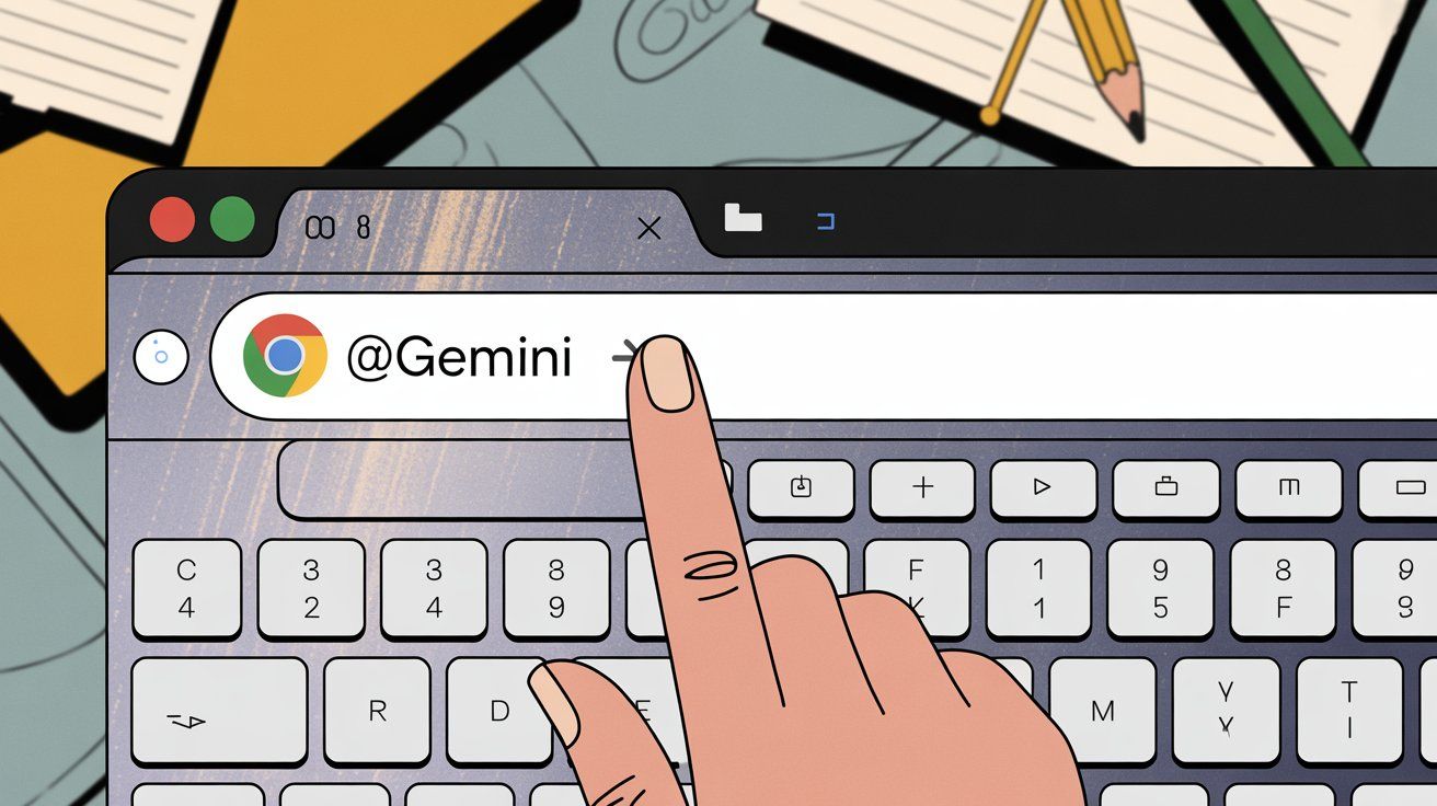 Chrome browser address bar showing @gemini shortcut feature