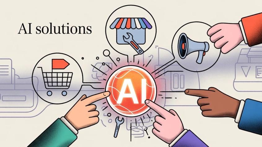 Different business types including e-commerce, service businesses, and marketing teams evaluating AI solution options for their specific needs