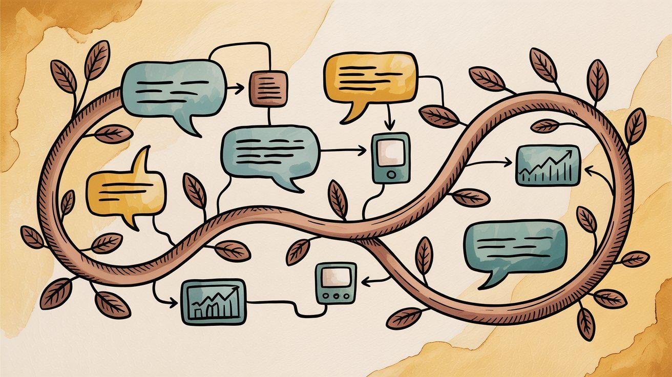 Customer journey automation flowchart showing triggers, messages, and engagement pathways