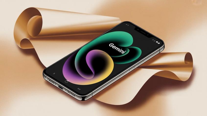 Android phone with Gemini app interface displayed